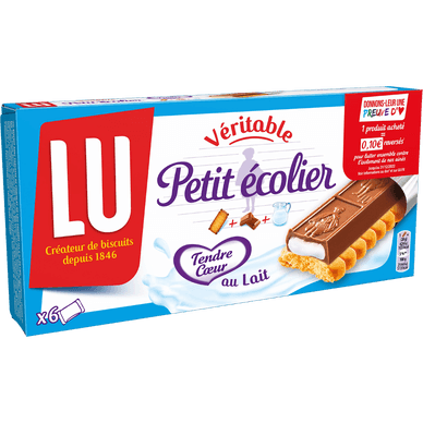 Biscuits barre nappés de chocolat au lait Petit Ecolier - 120gr LU