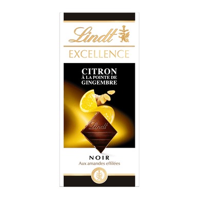 Chocolat noir amandes/citron/gingembre - 100gr LINDT