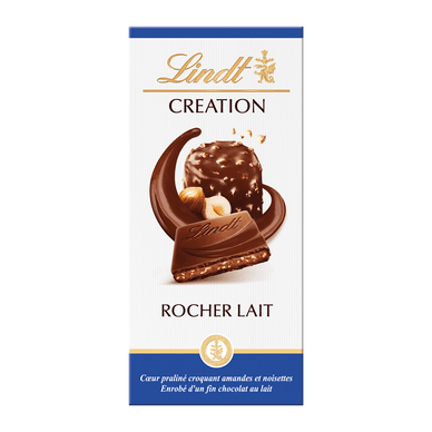 Chocolat au lait et pralinés rocher lait Création l'authentique - 150gr LINDT