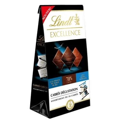 Assortiment de 28 bouchées de chocolats noir 70%, noir à la fleur de sel et au lait - 154gr LINDT