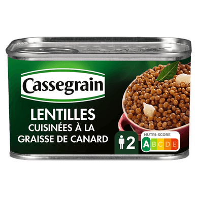 Lentilles cuisinées graisse de canard et oignon grelots - 410gr CASSEGRAIN