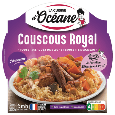 Couscous royal poulet merguez de boeuf et boulette d'agneau et semoule épicée - 300gr LA CUISINE D'OCEANE