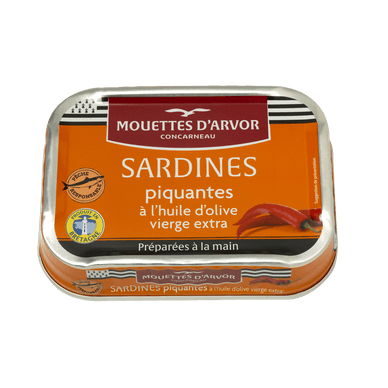 Sardines piquantes à l'huile d'olive vierge extra - 115gr LES MOUETTES D'ARVOR