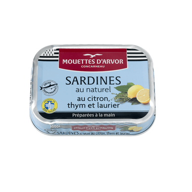 Sardines au naturel citron thym laurier - 115gr LES MOUETTES D'ARVOR