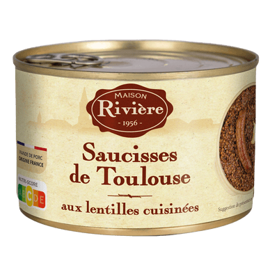 Saucisses de Toulouse aux lentilles cuisinées - 420gr MAISON RIVIERE