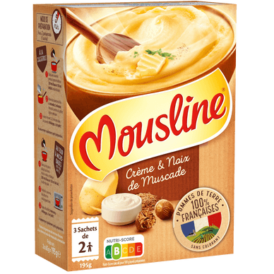 Purée MOUSLINE crême muscade format 2 personnes 3x65g - 195gr MOUSLINE