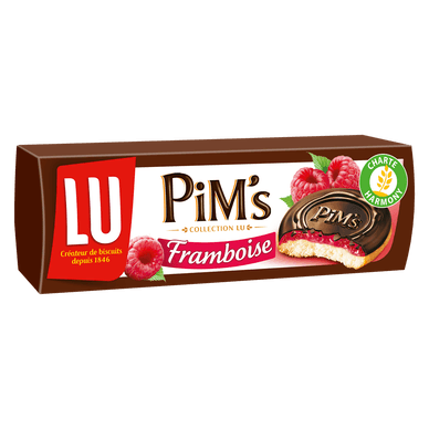 Biscuits génoises nappées framboise chocolat Pim's - 150gr LU