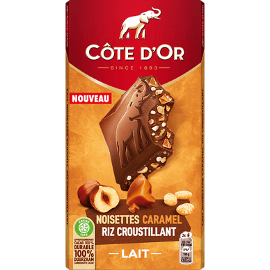 Chocolat Ultra Gourmand lait noisettes caramel riz - 170gr COTE D'OR