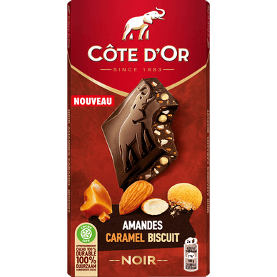 Chocolat Ultra Gourmand noir amandes caramel biscuit - 170gr COTE D'OR