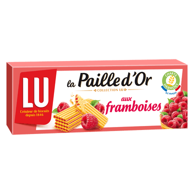 Biscuits gaufrettes fourrées framboises La Paille d'Or - 170gr LU