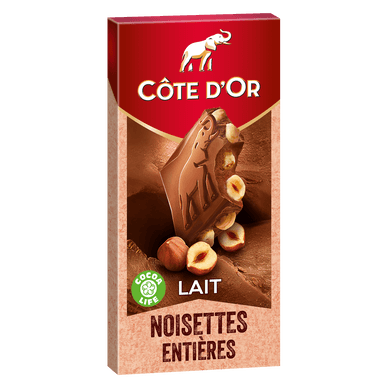 Chocolat au lait aux noisettes entières - 180gr COTE D'OR