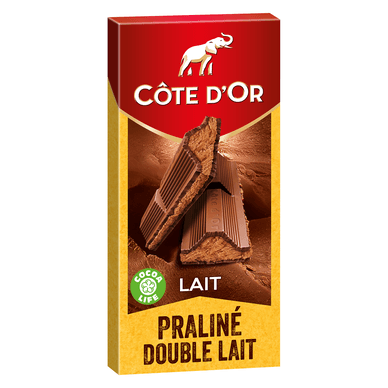 Chocolat noir au lait praliné double lait - 200gr COTE D'OR